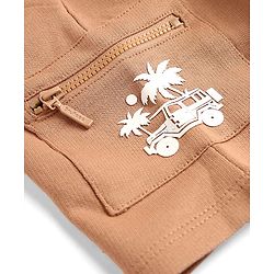 Babyhug Terry Knit Mid Thigh Shorts with Jeep Print - Brown