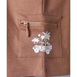 Babyhug Terry Knit Mid Thigh Shorts with Jeep Print - Brown