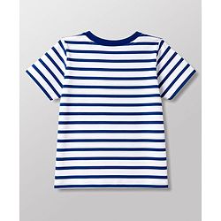 Babyhug Interlock Knit Half Sleeves Striped T-Shirt & Dungaree Set With Bear Patch - Multicolor