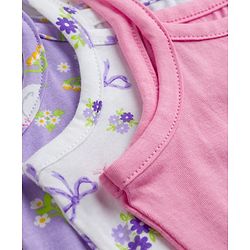 Babyhug 100% Cotton Single Jersey Knit Sleeveless Slips with Floral & Duck Print Pack of 3 - Multicolour