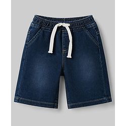 Babyhug Single Jersey Knit Half Sleeves T-Shirt & Denim Shorts Set With Ball Print - White & Blue