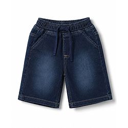 Babyhug Single Jersey Knit Half Sleeves Striped Polo T-Shirt & Denim Shorts With Text Embroidery Detailing - Multicolor