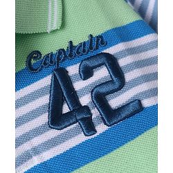 Babyhug Single Jersey Knit Half Sleeves Striped Polo T-Shirt & Shorts Set with Number Embroidery - Multicolor