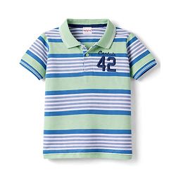 Babyhug Single Jersey Knit Half Sleeves Striped Polo T-Shirt & Shorts Set with Number Embroidery - Multicolor
