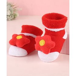Cute Walk by Babyhug Sock Shoes with Star Applique - Red