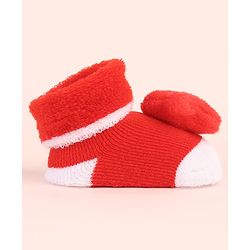 Cute Walk by Babyhug Sock Shoes with Star Applique - Red