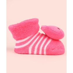 Cute Walk by Babyhug Socks Shoes with Bear Applique - Pink