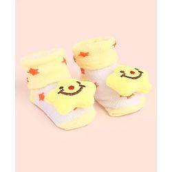 Cute Walk by Babyhug Sock Shoes with Star Design & Applique - Yellow