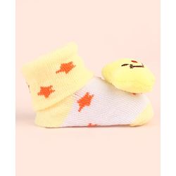Cute Walk by Babyhug Sock Shoes with Star Design & Applique - Yellow
