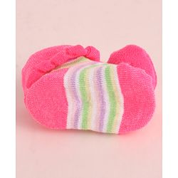 Cute Walk by Babyhug Fabric Socks With Large Strawberry Applique - Dark Pink