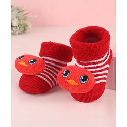 Cute Walk by Babyhug Sock Shoes with Duck Applique - Red