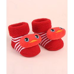 Cute Walk by Babyhug Sock Shoes with Duck Applique - Red