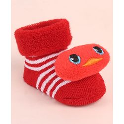Cute Walk by Babyhug Sock Shoes with Duck Applique - Red