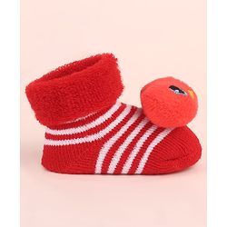 Cute Walk by Babyhug Sock Shoes with Duck Applique - Red