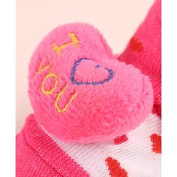 Cute Walk by Babyhug Sock Shoes with Heart Applique & Design - Dark Pink