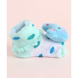 Cute Walk by Babyhug Fabric Socks Shoes With Large Teddy Bear Applique - Light Green
