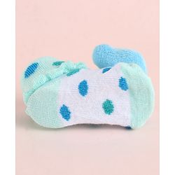 Cute Walk by Babyhug Fabric Socks Shoes With Large Teddy Bear Applique - Light Green