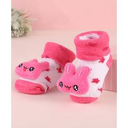 Cute Walk by Babyhug Socks Shoes With Star Design & Bunny Applique - Pink