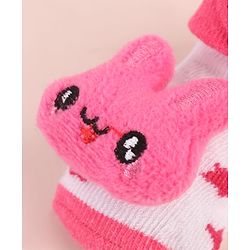Cute Walk by Babyhug Socks Shoes With Star Design & Bunny Applique - Pink