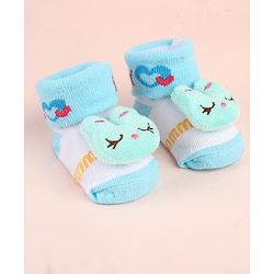Cute Walk by Babyhug Sock Shoes with Bunny Applique - Aqua Blue
