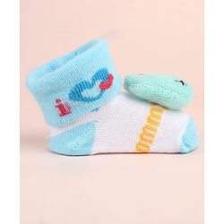 Cute Walk by Babyhug Sock Shoes with Bunny Applique - Aqua Blue
