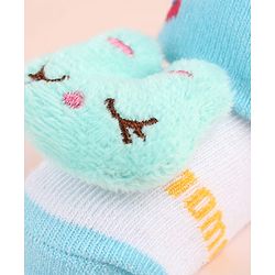 Cute Walk by Babyhug Sock Shoes with Bunny Applique - Aqua Blue