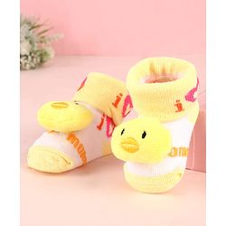 Cute Walk by Babyhug Sock Shoes with Duck Applique - Yellow