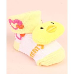 Cute Walk by Babyhug Sock Shoes with Duck Applique - Yellow