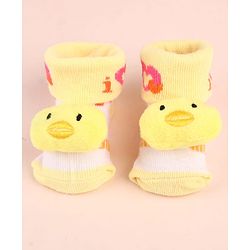 Cute Walk by Babyhug Sock Shoes with Duck Applique - Yellow