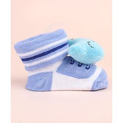 Cute Walk by Babyhug Sock Shoes with Bear Applique - Light Blue