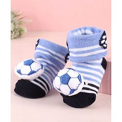 Cute Walk by Babyhug Sock Shoes with Ball Applique & Stripes - Light Blue