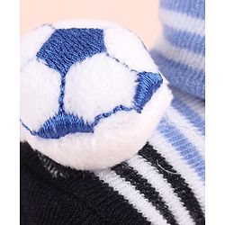 Cute Walk by Babyhug Sock Shoes with Ball Applique & Stripes - Light Blue