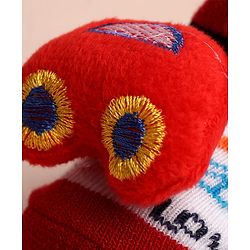 Cute Walk by Babyhug Sock Shoes with Car Applique & Design - Red
