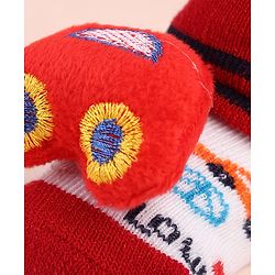 Cute Walk by Babyhug Sock Shoes with Car Applique & Design - Red