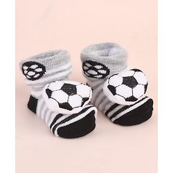 Cute Walk by Babyhug Ankle Length Socks Shoes With Ball Applique & Stripes - Multicolour