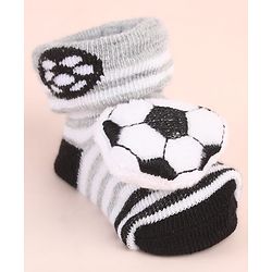 Cute Walk by Babyhug Ankle Length Socks Shoes With Ball Applique & Stripes - Multicolour