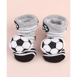 Cute Walk by Babyhug Ankle Length Socks Shoes With Ball Applique & Stripes - Multicolour