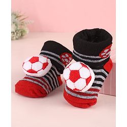 Cute Walk by Babyhug Ankle Length Socks Shoes With Ball Applique & Stripes - Multicolour