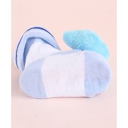 Cute Walk by Babyhug Fabric Socks Shoes With Large Teddy Bear Applique - Light Blue