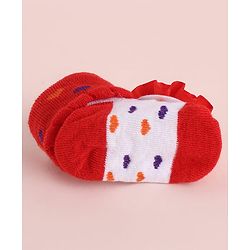 Cute Walk by Babyhug Fabric Socks Shoes With Large Floral Applique - Red