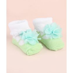 Cute Walk by Babyhug Ankle Length Socks Shoes With Floral Applique - Multicolour