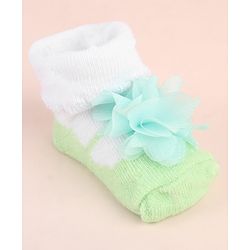 Cute Walk by Babyhug Ankle Length Socks Shoes With Floral Applique - Multicolour
