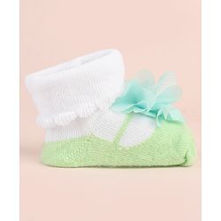 Cute Walk by Babyhug Ankle Length Socks Shoes With Floral Applique - Multicolour