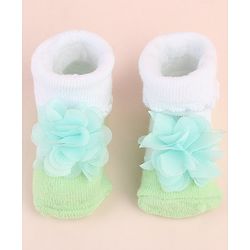 Cute Walk by Babyhug Ankle Length Socks Shoes With Floral Applique - Multicolour