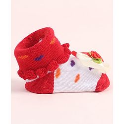 Cute Walk by Babyhug Sock Shoes With Floral Applique - Multicolour
