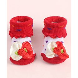 Cute Walk by Babyhug Sock Shoes With Floral Applique - Multicolour