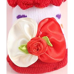 Cute Walk by Babyhug Sock Shoes With Floral Applique - Multicolour