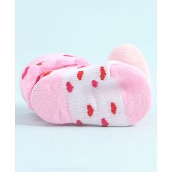Cute Walk by Babyhug Socks Shoes With Hearts Applique - Pink