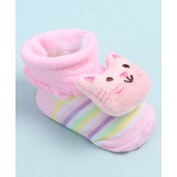 Cute Walk by Babyhug Socks Shoes With Cat Applique - Multicolor