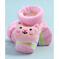 Cute Walk by Babyhug Socks Shoes With Cat Applique - Multicolor